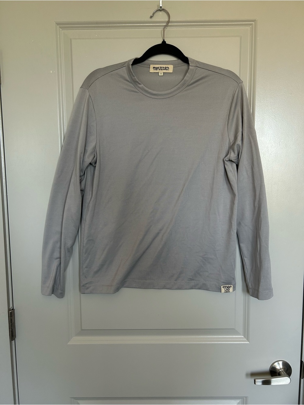 Men's Long Sleeve Crewneck Shirt by Merino Tech — Light Gray
